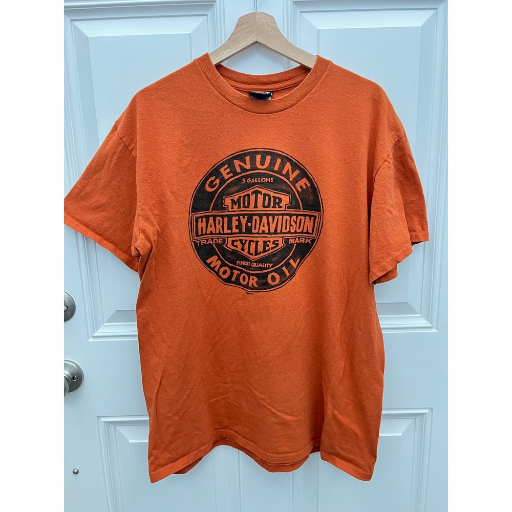 Harley-Davidson T-Shirt Mens Large Orange Rock-n-Roll City Cleveland OH Graphic
